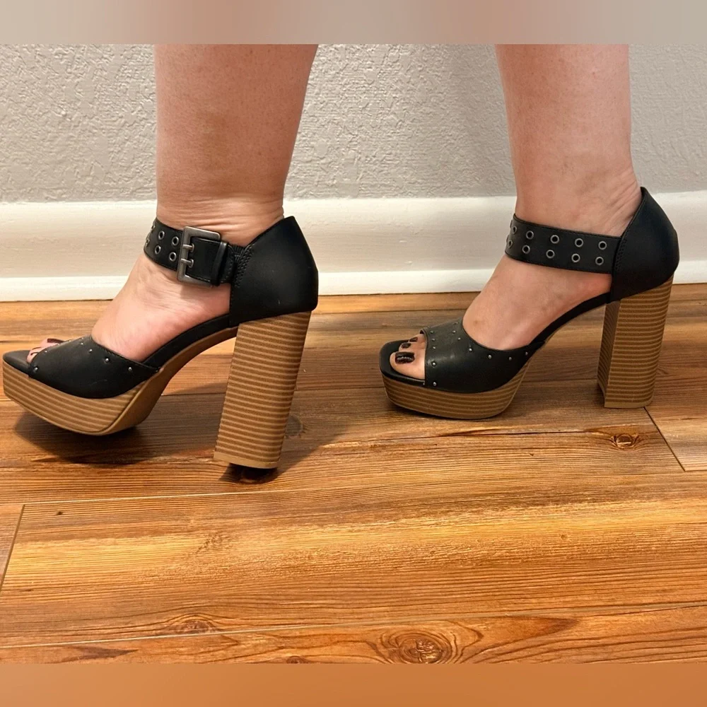 Report Petunia Black Studded Platform Heels